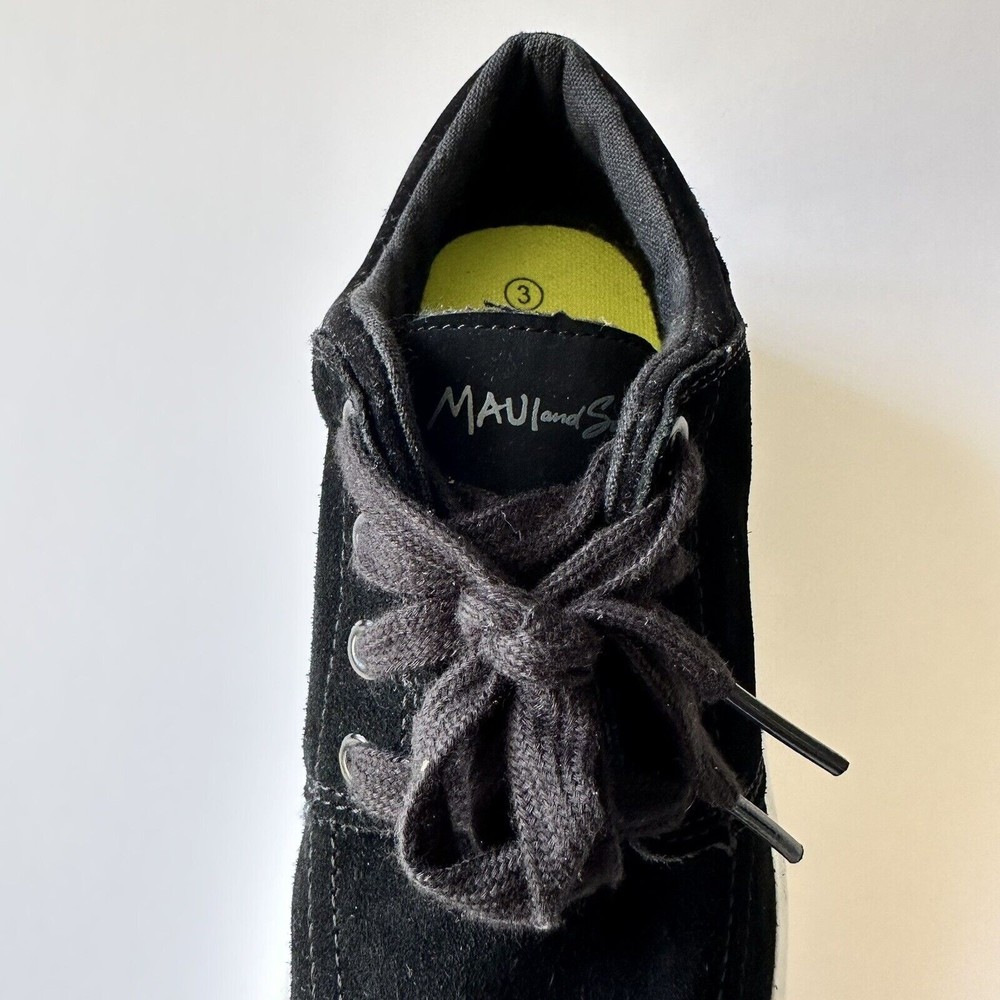 Maui and Sons Skate Shoes Unisex Kids Size 3 Black Faux Suede Lace Up New - Picture 7 of 9